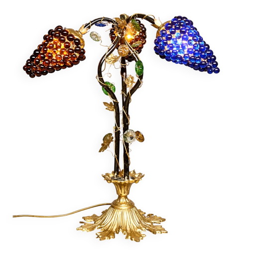 Art Nouveau table lamp with a Murano glass shade. – tafellampen, Bronze, Crystal