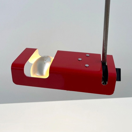 Image 1 of Rote Spinnen-Schreibtischlampe von Joe Colombo für Oluce, 1970er Jahre