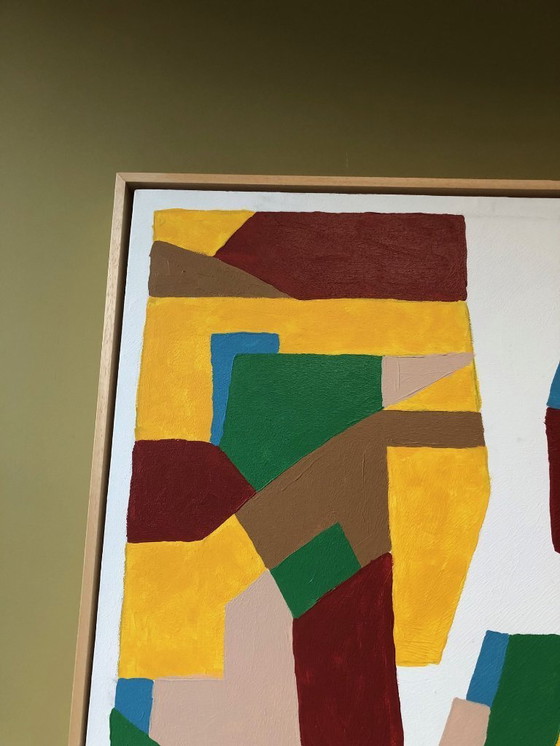 Image 1 of Large artwork abstract square with box frame