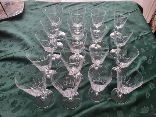 Arques crystal glassware service, Versailles pattern, France (set of 18)
