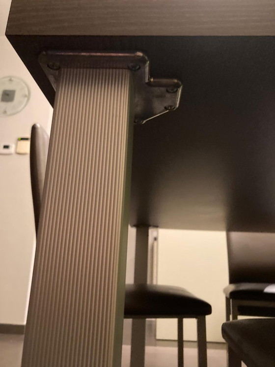 Image 1 of Modern square dining table / kitchen table 130 × 130 cm – wood-look top – metal legs