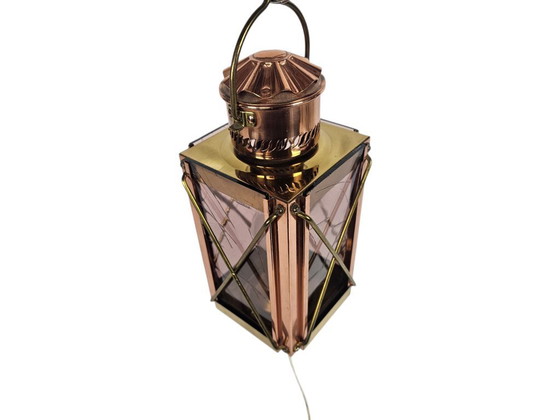 Image 1 of Lampe de navire - lanterne de cale - cuivre - verre - laiton - Pays-Bas - troisième quart du XXe siècle