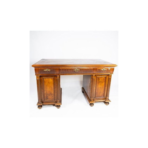 Image 1 of Large vintage desk of walnut 1890s