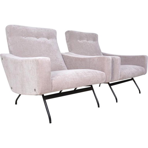 Coppia di poltrone vintage di Joseph-André Motte per Steiner, 1955