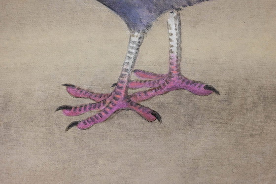 Image 1 of Painted Canvas Representing a Muffled Pigeon. Contemporary.