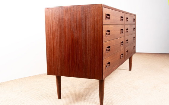 Image 1 of Grote dubbele ladekast, Deens, van teakhout, 8 laden, van Dyrlund 1960.