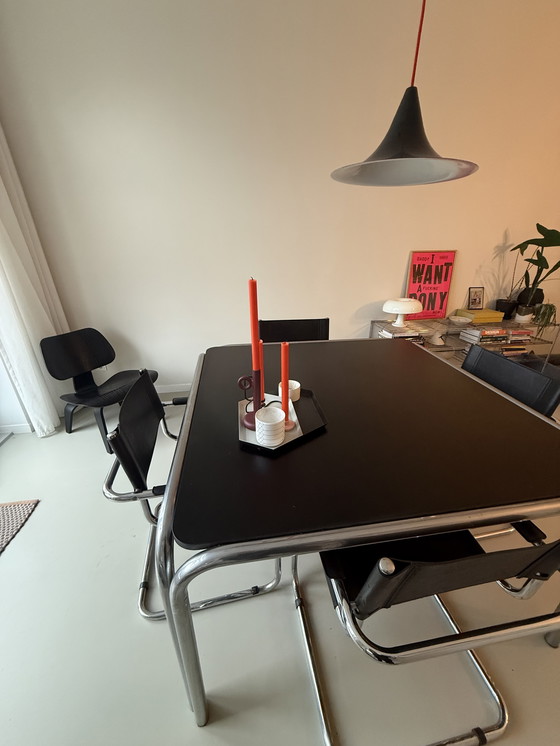 Image 1 of Tubular frame Bauhaus vintage dining table with chairs
