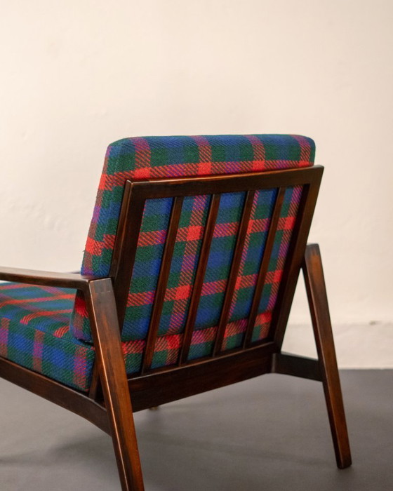 Image 1 of Coppia di poltrone Antimott di Wilhelm Knoll in noce e tartan