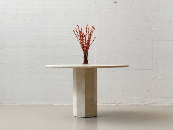 Image 1 of Mesa redonda de travertino, Italia, años 70