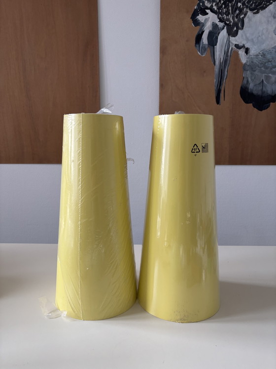 Image 1 of 2x vintage IKEA 2000 cylinder pendant lamp butter yellow