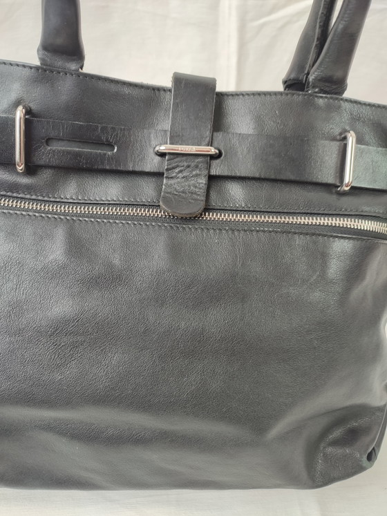 Furla Made In Italy Handbag Shoulder Bag Black Leather Timeless Beautiful (photo 5 of 15)