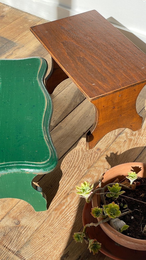 Image 1 of 2 mini Vintage WOODEN TABOURETS