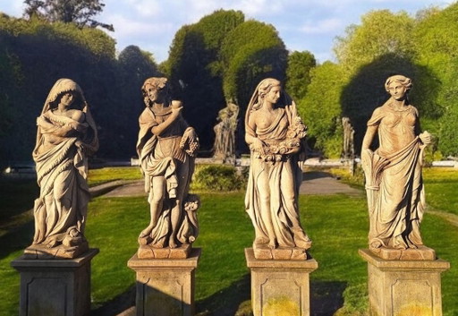 Statues Italiennes en Pierre Représentant les Quatre Saisons – beeldhouwkunst, Stone (photo 2 of 5)