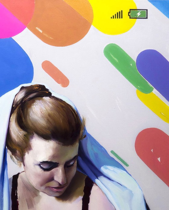 Original Oil Painting Pop Art Symbolism Eternal Baby, Paintings & Drawings, Canvas, White (photo 5 of 7)