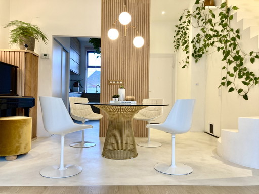 3 chaises MDF Italia Flow en cuir blanc/beige