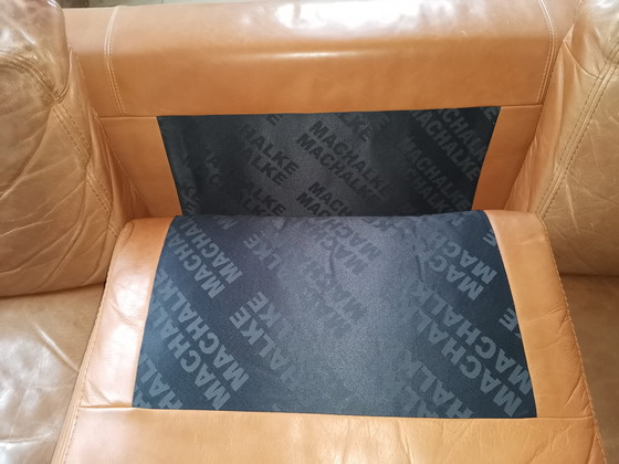 Image 1 of Sofá Machalke de cuero de 3 plazas con reposapiés