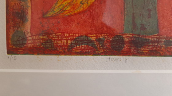 Image 1 of 1x Grabado en color 'fresco 7' - Ansje van den Muyzenberg