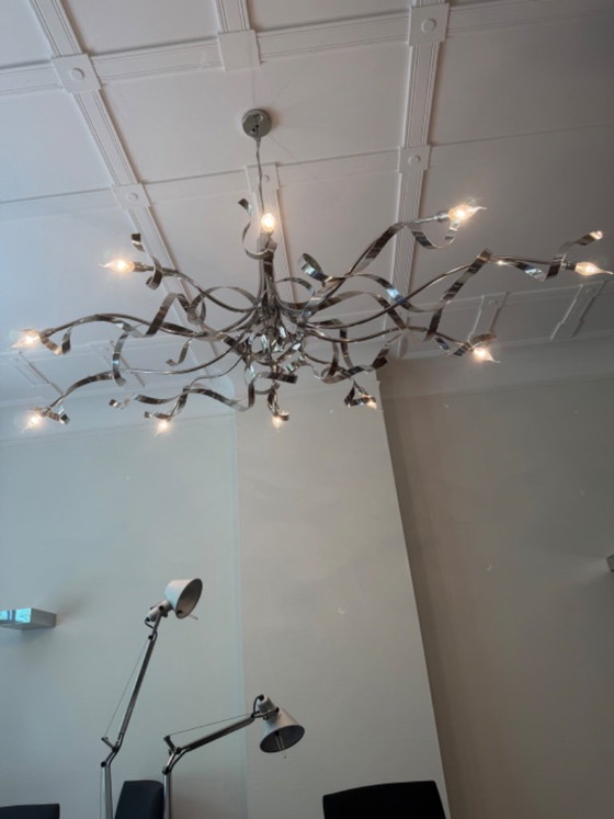 Image 1 of 2x Lampe à suspension à 10 bras Jacco Maris Ruban Plié – Chrome
