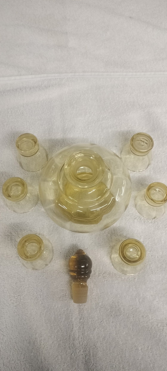 Image 1 of Boheemse Art Deco Liqueur set Karaft / shot glazen  Eldor / Topaz 