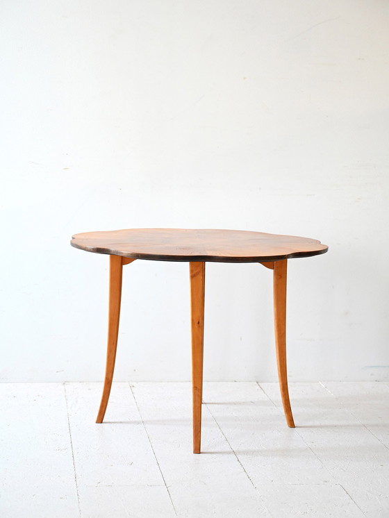 Image 1 of Vintage Swedish Déco Birch Side Table, 1940s