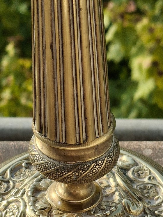 Image 1 of Bougeoir En Laiton Ciselé Doré XIX Siècle