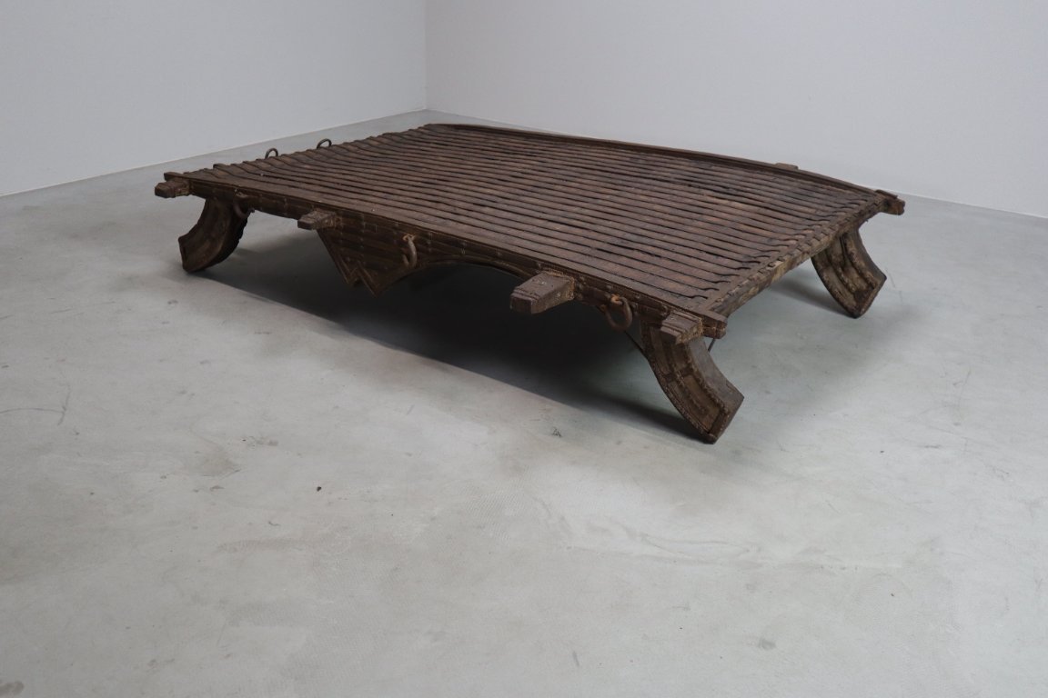 Antique Indian Bullock Cart Table with Brass & Iron - c.1800, Wabi