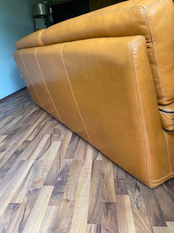 Image 1 of Roche Bobois Design Leder-Sitzgarnitur (3er, 2er & Sessel) – Cognac / Havanna-Braun