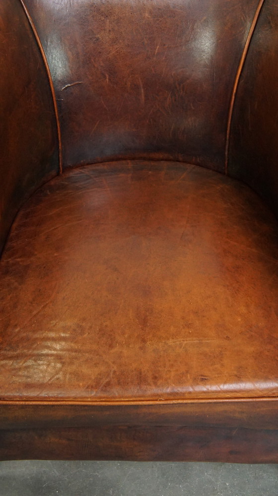 Image 1 of Sheep Leather Club Chair Finished With Ornamental Nails