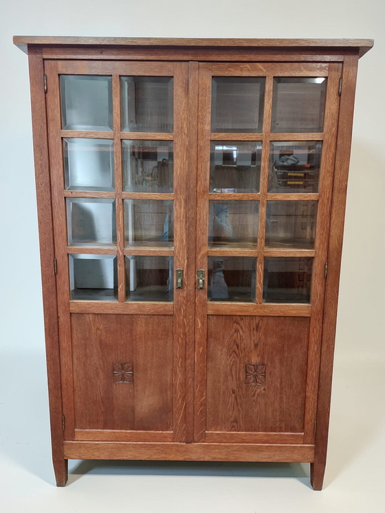 Image 1 of antique bookcase art deco cabinet