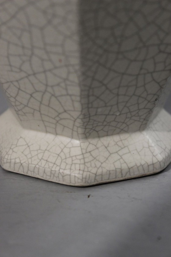 Image 1 of Coppia di vasi in terracotta di Saint Clément Craquelé a smalto periodo Art Déco 1930