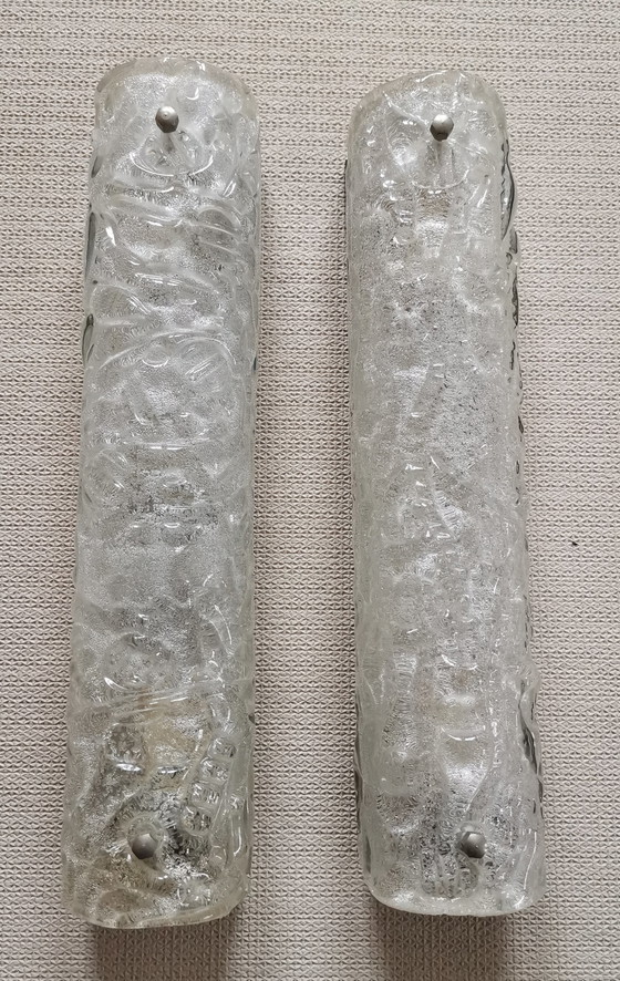 Image 1 of Set di lampade da parete in vetro ghiaccio di metà secolo