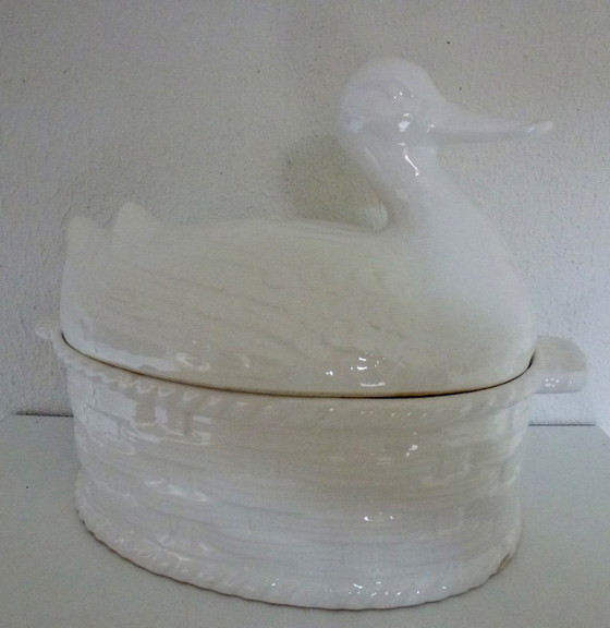 Image 1 of Vintage Keramiek Paté schaal in de vorm van een eend.