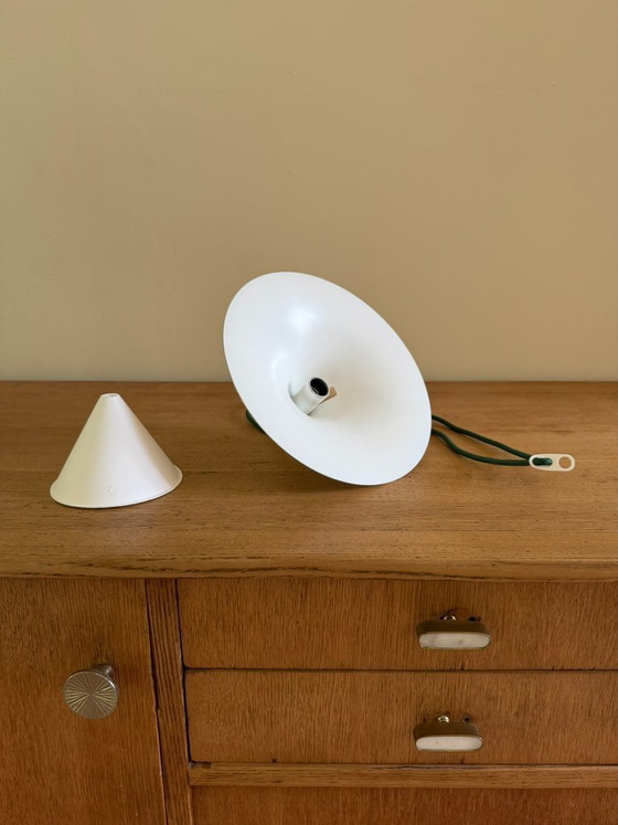 Image 1 of Vintage messing hanglamp Fog & Mørup | Deense mid-century moderne "heksenhoed" plafondlamp