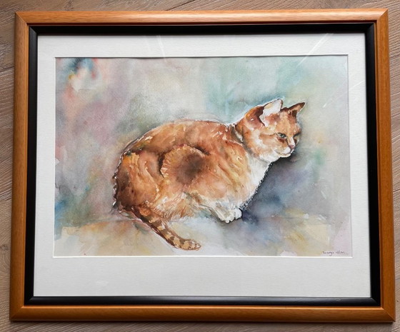 Image 1 of Gato. Acuarela de Margo Ellen.