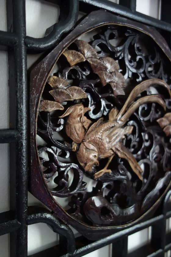 Image 1 of Pannello murale ottagonale in legno intagliato, metà del XX secolo, Cina