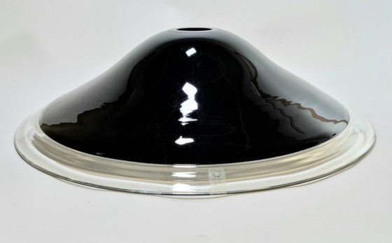 Image 1 of Mouth-blown black clear crystal lampshade in large format. Marked with sticker, made in Italy. Probably Murano, fourd