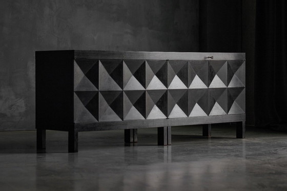 Image 1 of Brutalistisch De Coene-dressoir in gebeitst eikenhout, België, jaren 70