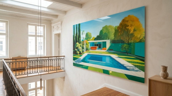 XXL Mid-Century Pool 01 Architecture – Quadro da parete in vetro acrilico di alta qualità 170 × 100 cm (photo 6 of 6)