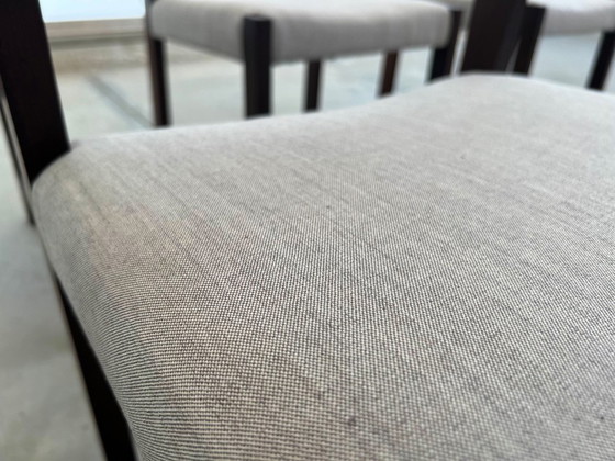 6x Sedie da pranzo Mid-Century / Brutaliste restaurate e rivestite – Legno, Lana (photo 11 of 18)