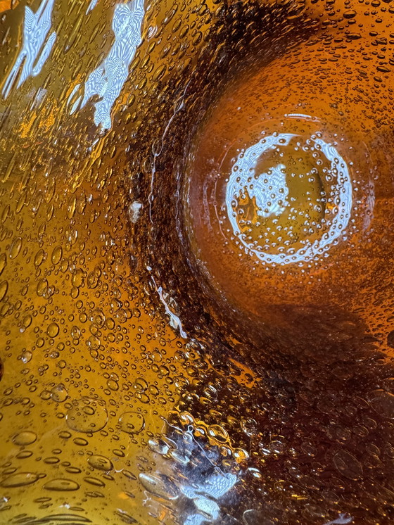 Image 1 of Taschenentleerer aus bernsteinfarbenem Blasenglas aus den 60er Jahren