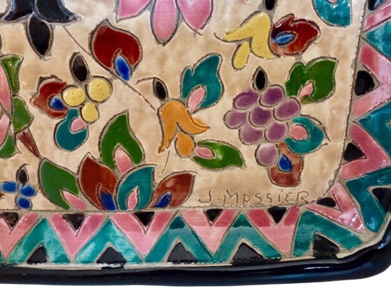 Rare Vallauris Ceramic Set, J. Massier - Cloisonné Art Deco, J. Massier (Vallauris), Decoration, Beige (photo 5 of 8)