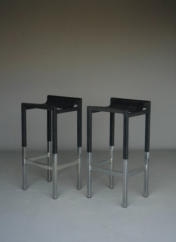 Minimalist Bar Stools by Ruud Jan Kokke, 1980s. Set of 2 – Barstools, Metal (photo 20 of 20)