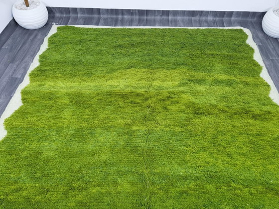 Image 1 of Teppich aus grünem Marokkanisch und Naturleinen, 300 m x 200 cm