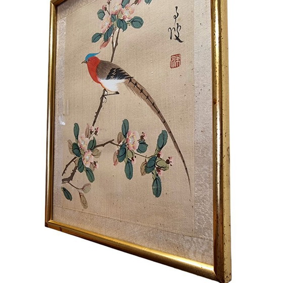 Image 1 of Vintage Chinese painting on silk bird