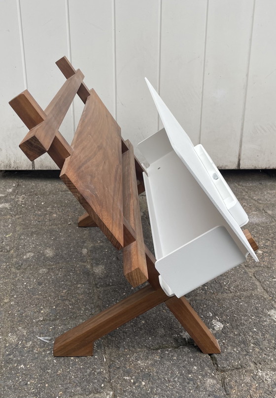 “Crossdock” Dick Van Hoff Magazine rack / Media Stand – Functionals, Metal, Wood (photo 2 of 7)