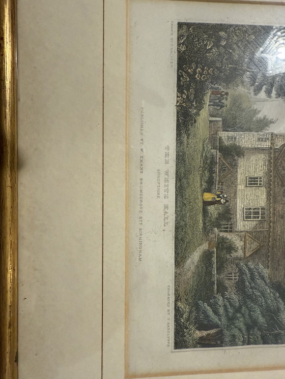 Image 1 of Antique 1830 Steel Engraving The White Hall, Shropshire 