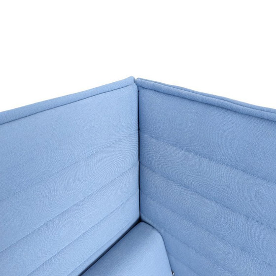Image 1 of 4x Original Vitra Alcove Highback Zweisitzer Sessel blau Bürosofa
