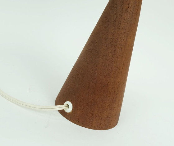 Image 1 of dänische moderne tischlampe teak und rattan 1960er mid century wicker light