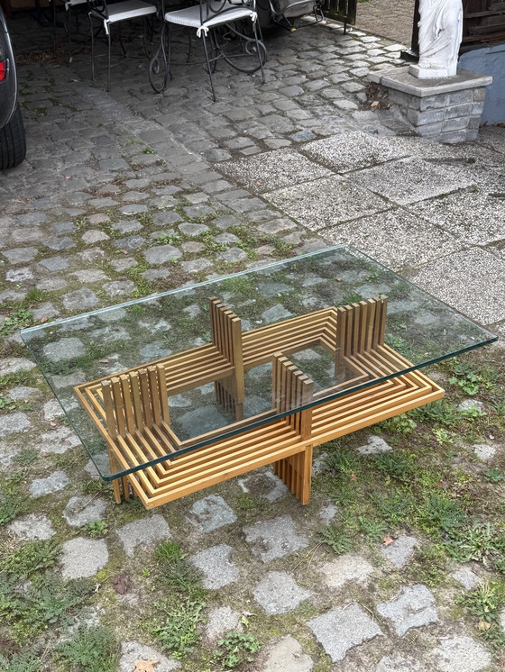 Image 1 of Vintage bamboe/glazen salontafel