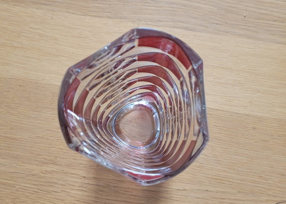 Image 1 of Luminarc "Windsor" vase, 1970s with ruby ​​red accents